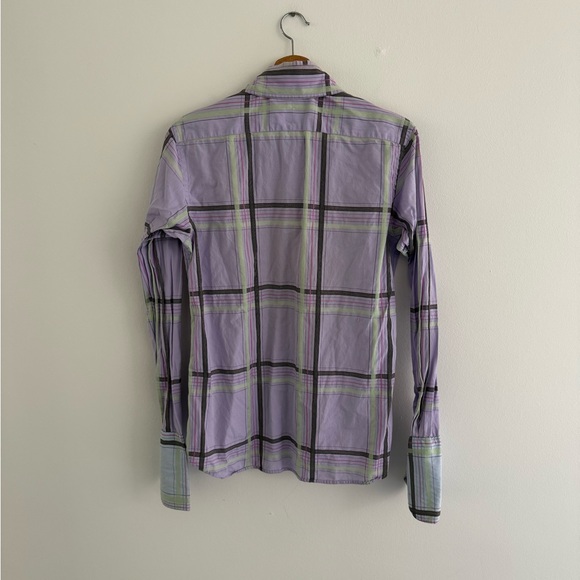 Ted Baker Purple Stripe Check Long Sleeve Button Down Small - Picture 6 of 6
